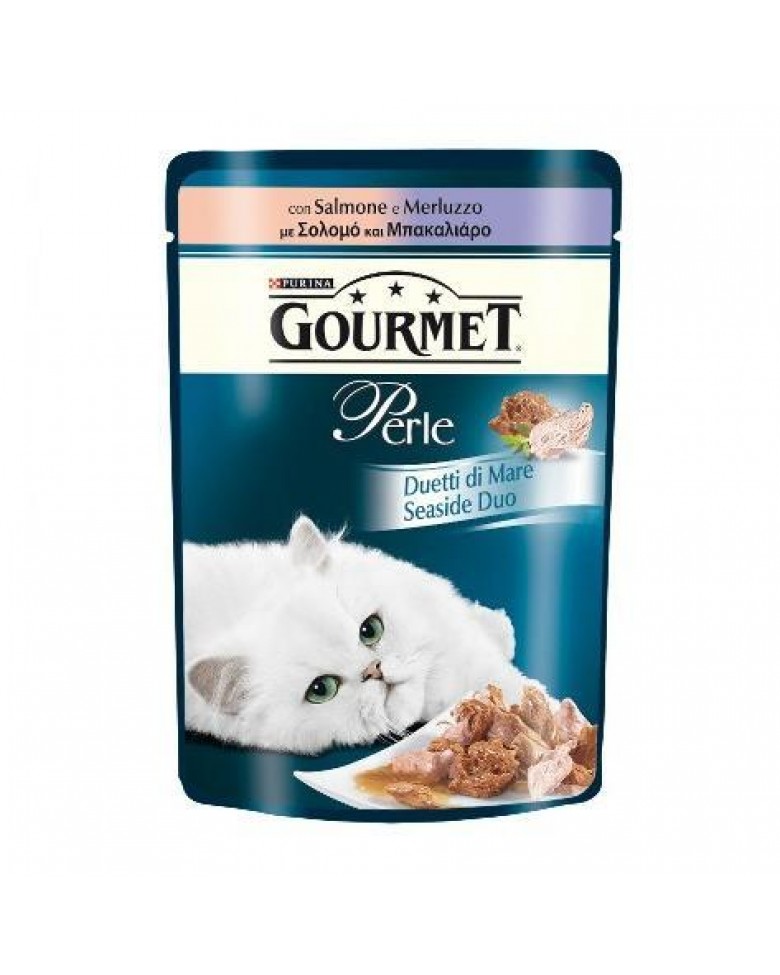 GOURMET PERLE DUETTI SALMONE-MERLUZZO GR.85
