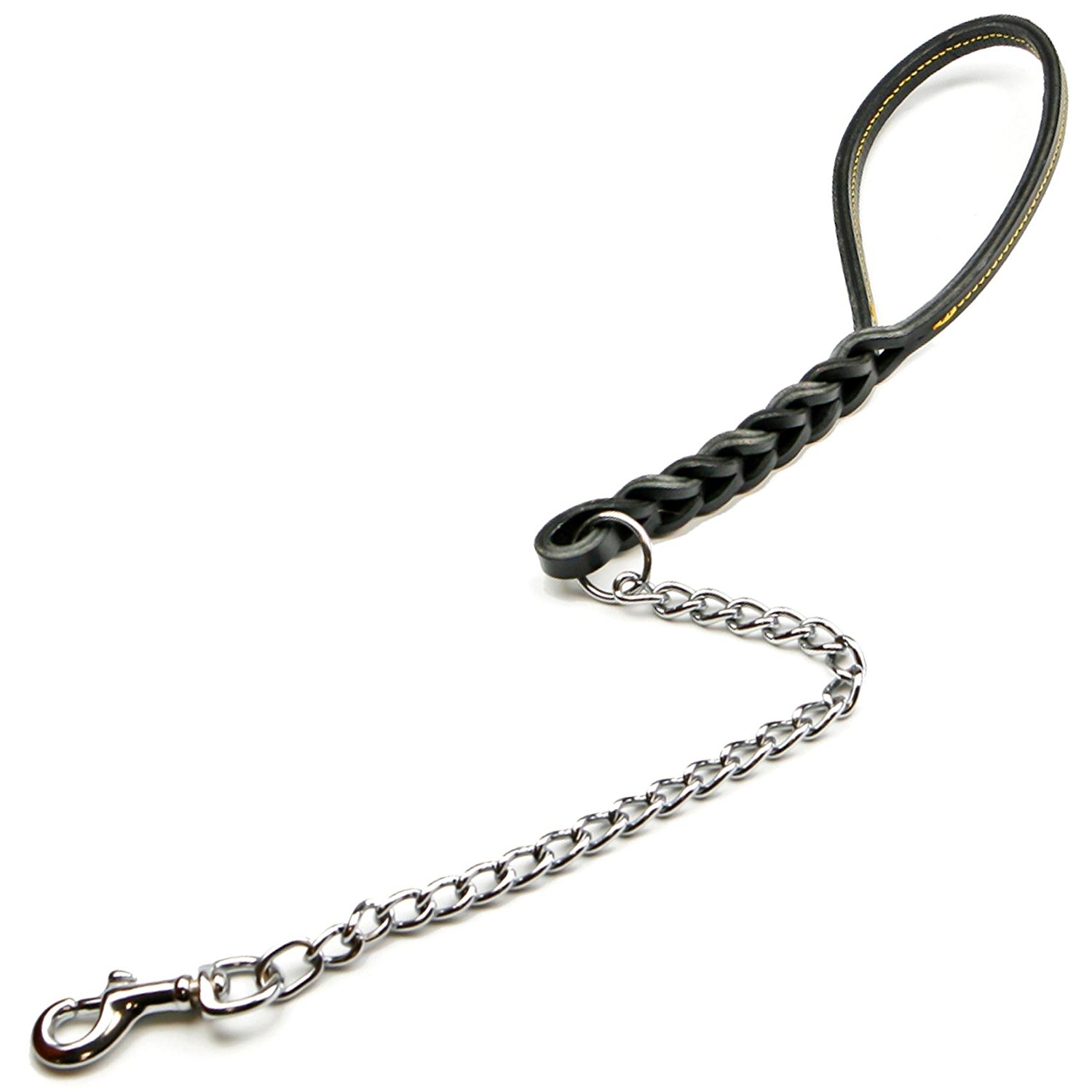GUINZAGLIO CUOIO INTRECCIATO CON CATENA