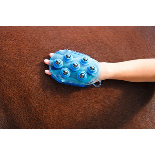 STRIGLIA PER CAVALLO PLASTICA BLU